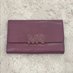 Michael Kors Plum Wallet with Gold Logo